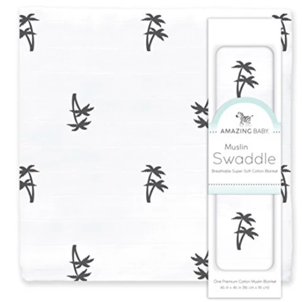 Amazing Baby Muslin Swaddle Multi-Use-7 Use Blanket NEW 46"x46 PALM TREES